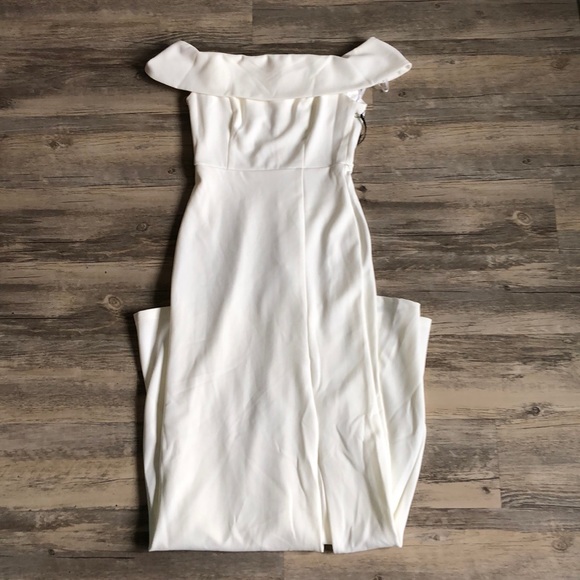Lulus Dresses & Skirts - Off Shoulder White Maxi with Leg Slit